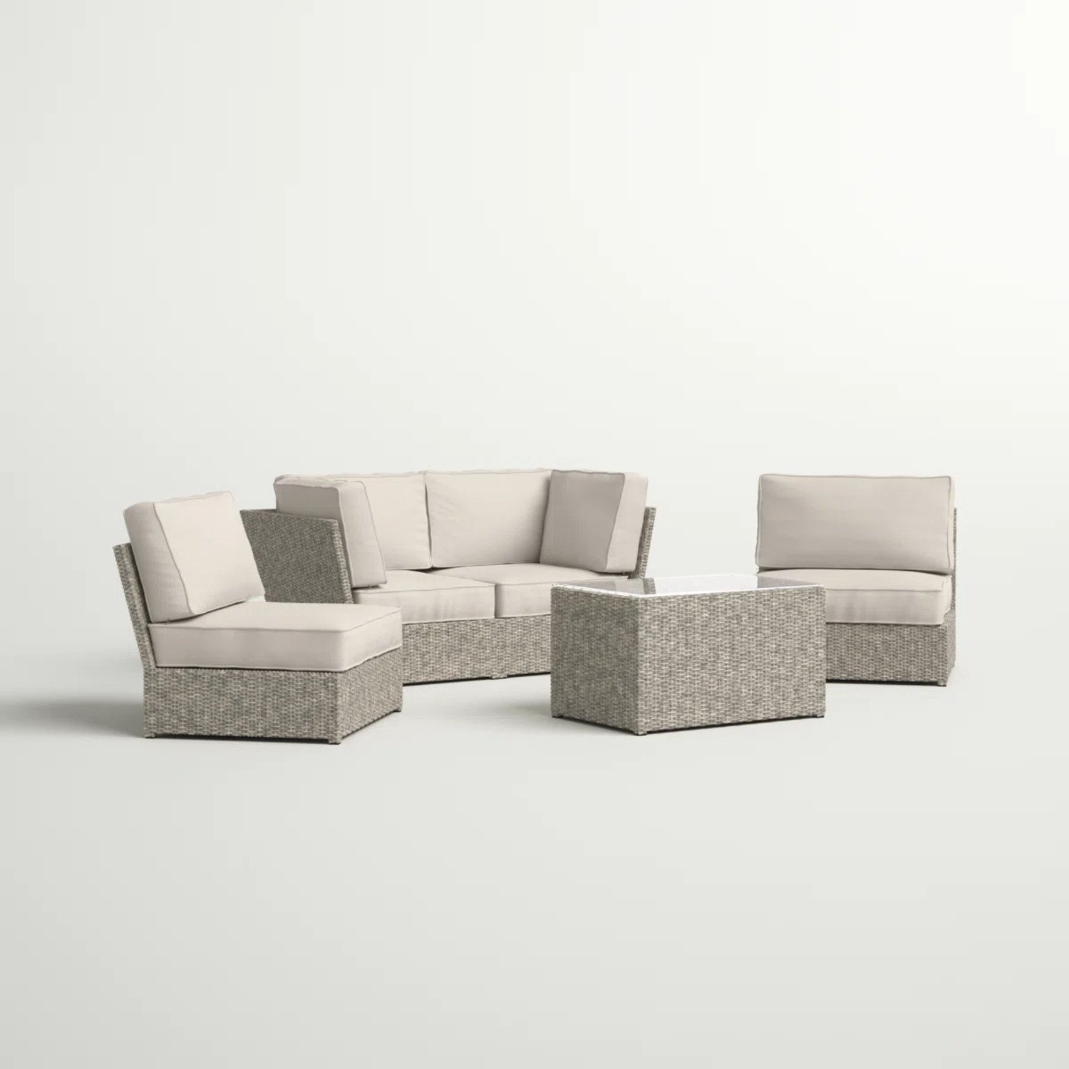 Modular Patio Seating Group For 4 With Cushions - Gray Mix - Image 5