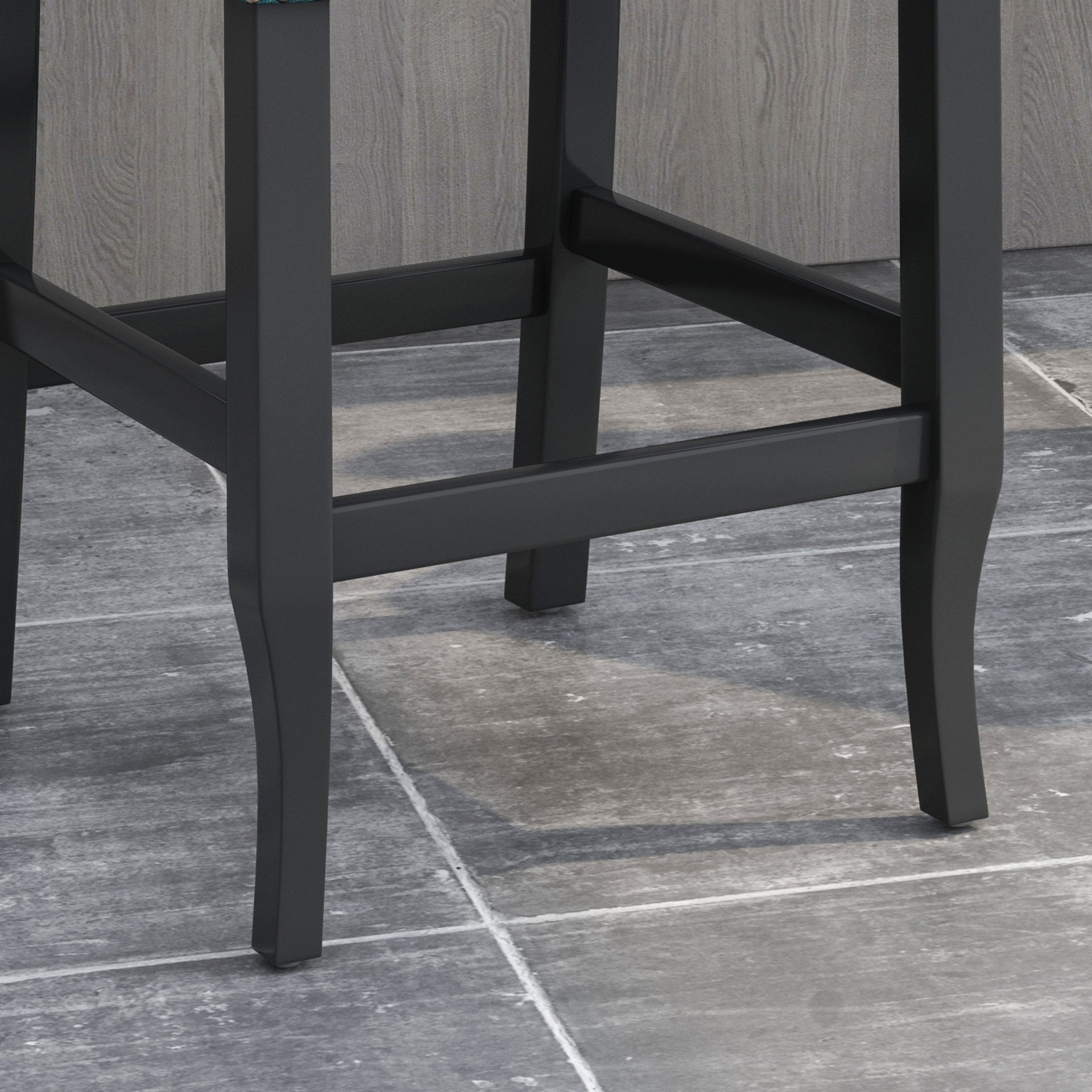 Vienna - Contemporary Fabric Tufted Wingback 27" Counter Stools, (Set of 2) - Charcoal / Dark Brown - Image 12