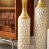Floor Metal Vase Modern Style Decoration Home Metal Vase (Set of 3) Gorgeous Home Decoration Large Glazed Metal Vases - Gold / White - Image 16