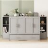 Full Size Murphy Bed With Shelves, Drawers And USB Ports - Gray - Image 18