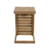 Modern C Shape End Table Acacia Wood Patio Furniture - Brown - Image 7