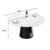 59.05" Modern Artificial Stone Round Carbon Steel Base Dining Table - White / Black - Image 3