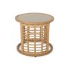 Outdoor Side Table With Tempered Glass Top And Rattan Wicker Cover - Light Brown - Image 6