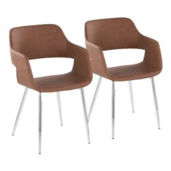Margarite - Contemporary Dining / Chair (Set of 2) - Chrome / Brown