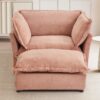 Modern Cozy Upholstered Armchair Sofa With Movable Ottoman, Wide Seat And Curved Armrests - Pink - Image 9