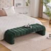 Modern Upholstered Armless Bed Bench With Channel Tufting Chenille - Green - Image 4