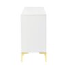 Modern Wood Sideboard Cabinet With Carved Door Panels, Adjustable Shelves, And Sturdy Metal Legs - White - Image 14