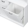 Bathroom Storage Cabinet With Tilt Out Hamper, Tall Free Standing Organizer With Drawers & Adjustable Shelves, Linen Tower With Steel Handles - White - Image 18
