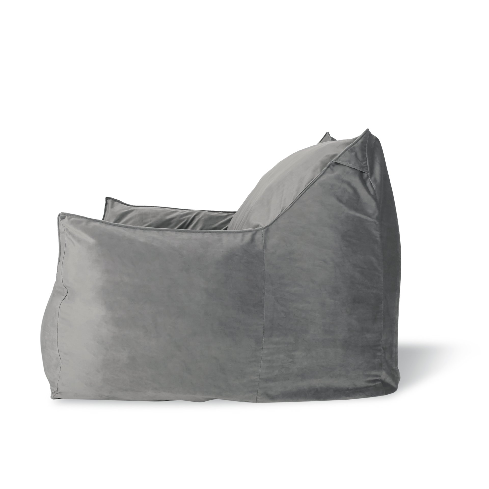 Allea - Velveteen Bean Bag Chair With Armrests - Soft Gray - Image 7