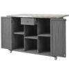 Outdoor Kitchen Island Fir Wood Kitchen Island With Stainless Steel Top, Ample Storage Space, Towel And Spice Racks And A Bottle Opener For Outdoor - Gray - Image 23