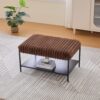 Upholstered Ottoman Coffee Table Foot Rest With Metal Legs And Wooden Storage - Brown - Image 6