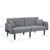 Folding Ottoman Sofa Bed With Stereo - Gray Fabric - Image 3