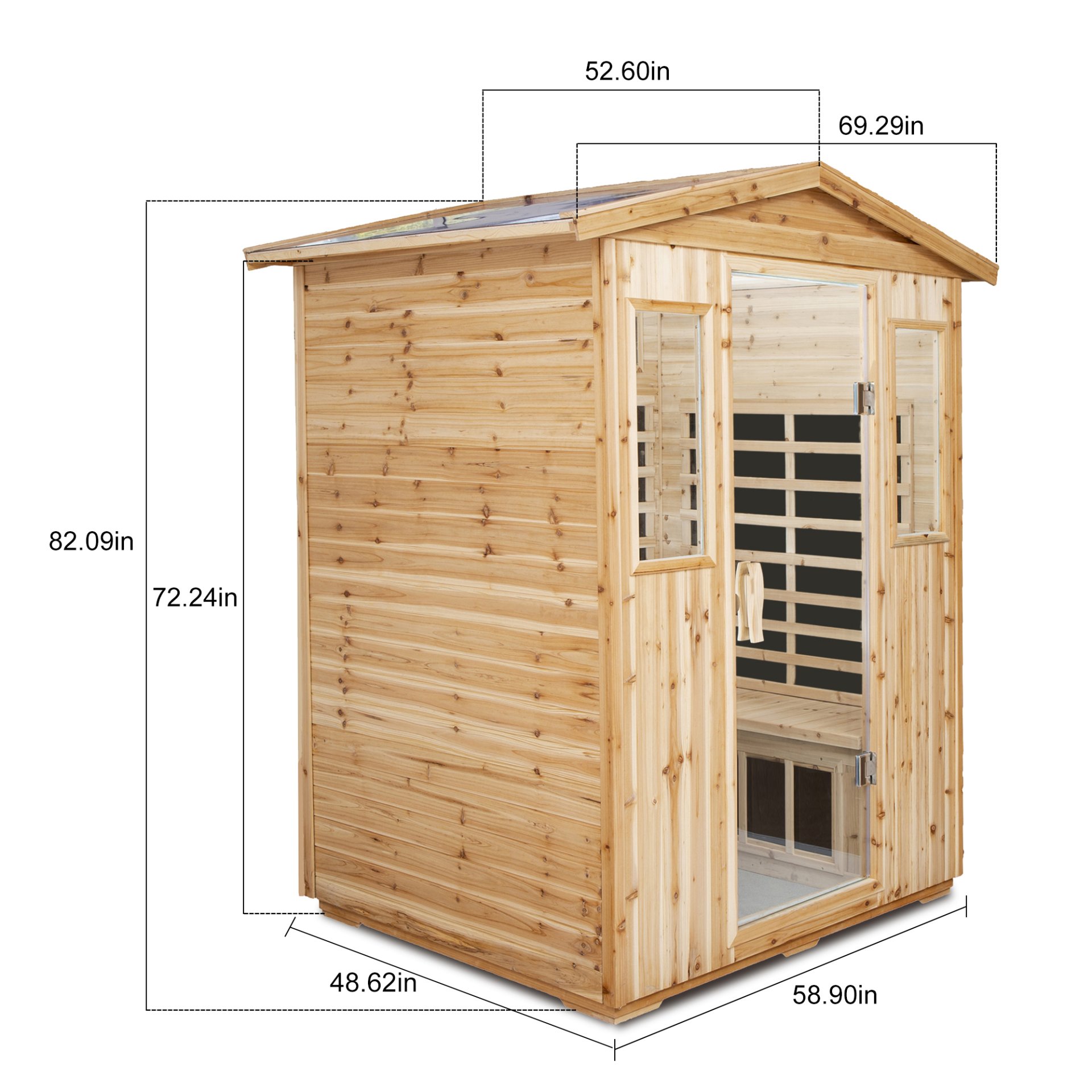 4 Person Old Fir Far Infrared Outdoor Sauna Room - Natural - Image 13