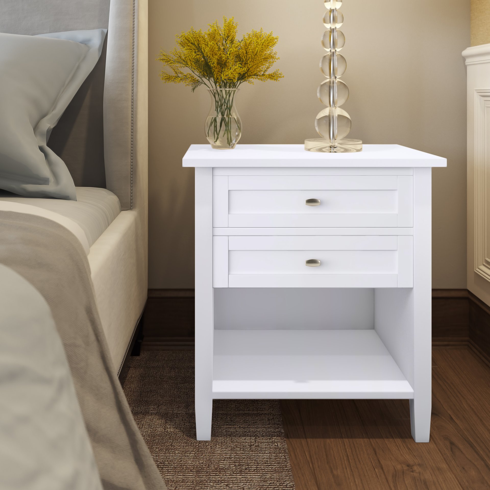 Warm Shaker - Bedside Table - White - Image 8