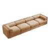 Modular Sectional Sofa With Storage Ergonomic Cylindrical Backrest And Armrests Deep Comfortable Seating Chenille 4 Seat Sofa - Camel - Image 12