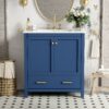 Bathroom Vanity With Single Sink, Combo Cabinet Undermount Sink, Bathroom Storage Cabinet With 2 Doors And A Drawer, Soft Closing, Multifunctional Storage, Solid Wood Frame - Blue - Image 3