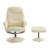 Massage Recliner Chair With Ottoman 360° Swivel Reclining Chair With Wrapped Base 5 Point Vibration Massage Seat Heating And 140° Adjustable Backrest - Beige - Image 13