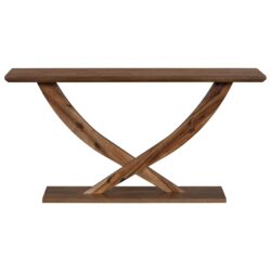 Console Table With Cross Leg Base And Reinforced Support Plate - Brown