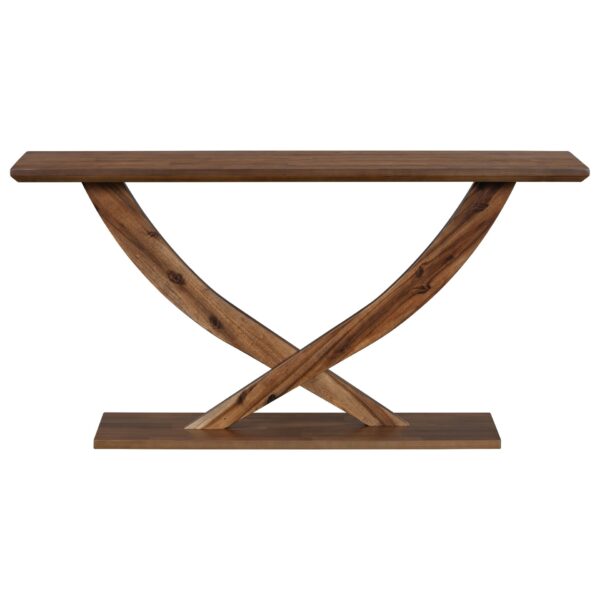 Console Table With Cross Leg Base And Reinforced Support Plate - Brown