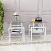 Modern Tempered Glass Tea Table, End Square Table For Living Room (Set of 2) - Transparent / White - Image 2