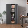 Heavy Metal Garage Storage Cabinet With Locking Doors, Steel, Adjustable Shelves - Gunmetal Black - Image 15