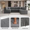 Oversized Sectional Sofa U-Shaped Sofa Couch Pull-Out Sofa Bed With Two Throw Pillows For Living Room - Gray - Image 7