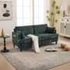 Modern Chenille 2 Seater Sofa With LED Light, USB Charging Port, And Storage Bag - Emerald - Image 2