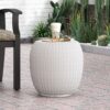 Outdoor Lightweight, Concrete Side Table - Antique White - Image 4