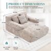 Chenille Interior Lazy Sofa Chaise Longue Armchair With Pillows And Armrests - Khaki - Image 3