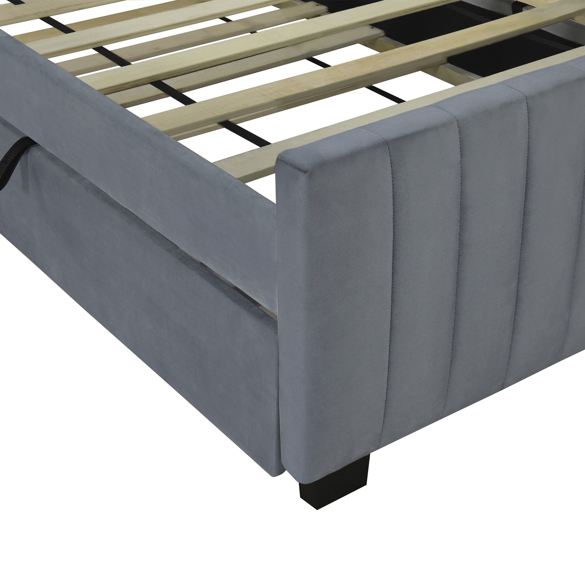 Twin Size Upholstered Platform Bed With Twin Size Trundle - Gray - Image 10