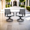 Modern Classic Outdoor Dining Swivel Rockers With Sunbrella Cushion, Lattice Design, Weather Resistant Frame (Set of 2) - Ember Black - Image 2