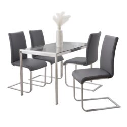 Fuji Foster - Contemporary Dining Set l, Glass 5 Piece - Multicolor