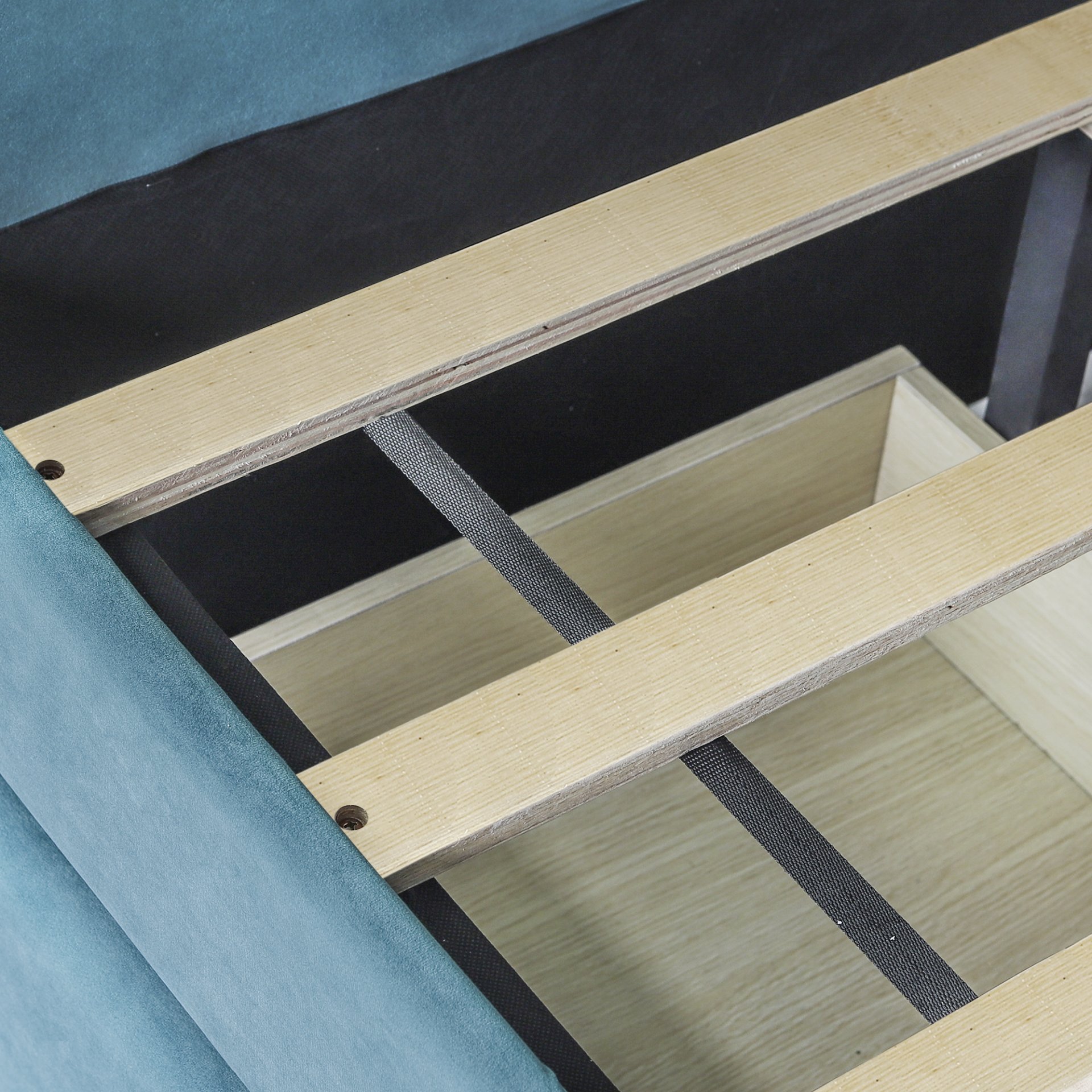 Twin Size Upholstered Daybed With Two Drawers And Slat - Blue - Image 13