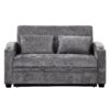 Pull Out Sofa Bed Modern Chenille Convertible Loveseat Sofa With Adjsutable Backrest, 2 Pillows, Cup Holders, USB Ports For Living Room, Apartment - Gray - Image 11