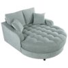 Modern Chaise Lounge Sofa Bed Upholstered Sofa Couch With Tufted Seat And Detachable Pillows For Living Room - Misty Green - Image 12