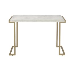 Boice II - Faux Marble Top Sofa Table - White / Champagne