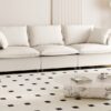 3 Piece Living Room Set Modular L Shaped Sectional Couch Upholstered, 3 Seater Sofa & Armchair & Movable Ottoman 5 Seat - Beige - Image 7