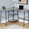 Computer Desk, Home Office, Corner, Storage Shelves, L-Shape, Work, Laptop, Contemporary, Modern - Gray - Image 3