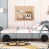 Full Size Car Shaped Platform Bed With Wheels - Gray - Image 14