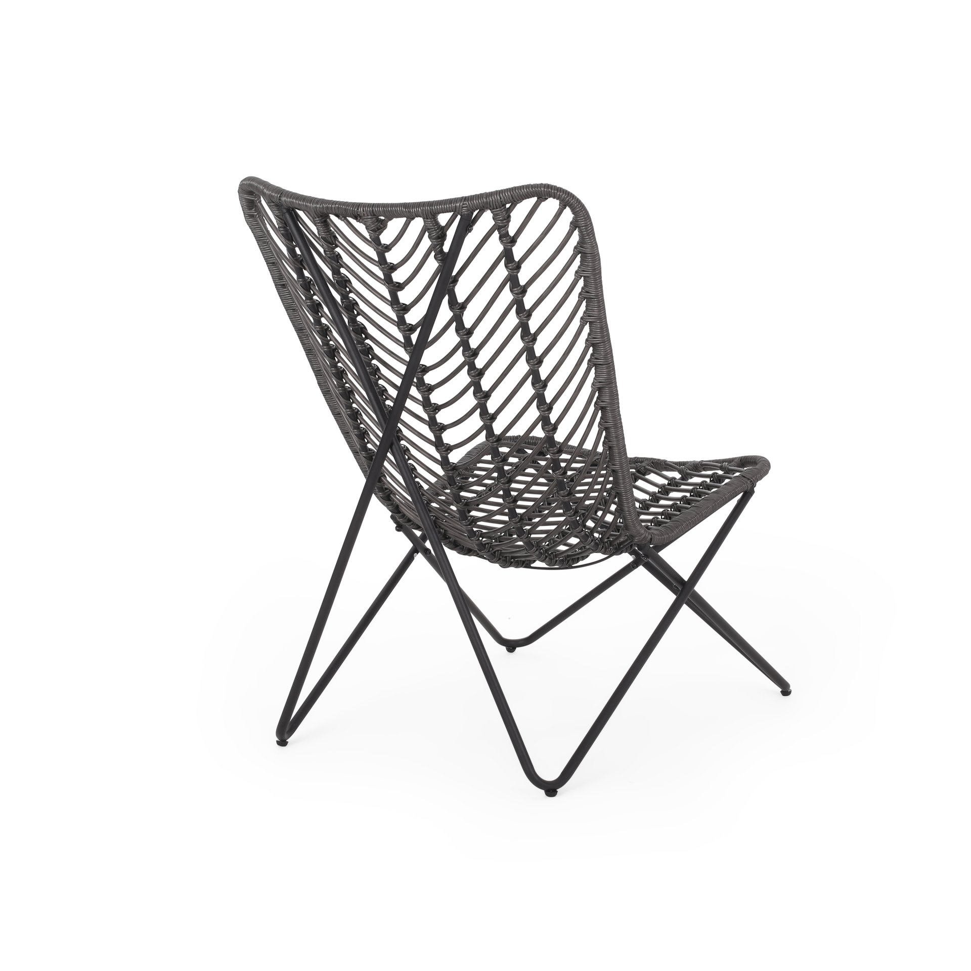 Outdoor Wicker Chair With Geometric Cross Base, (Set of 2) - Gray - Image 6