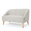 Modern Fabric Loveseat With Sloped Armrests For Living Room - Beige - Image 5