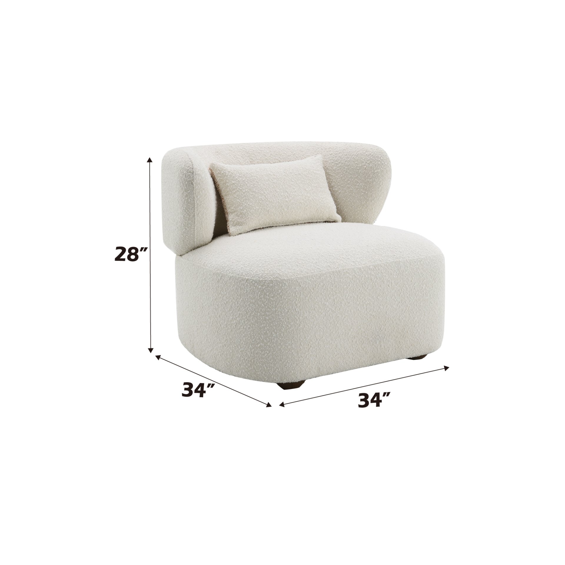 Darius - Boucle Accent Chair With Toss Pillow - Beige - Image 2