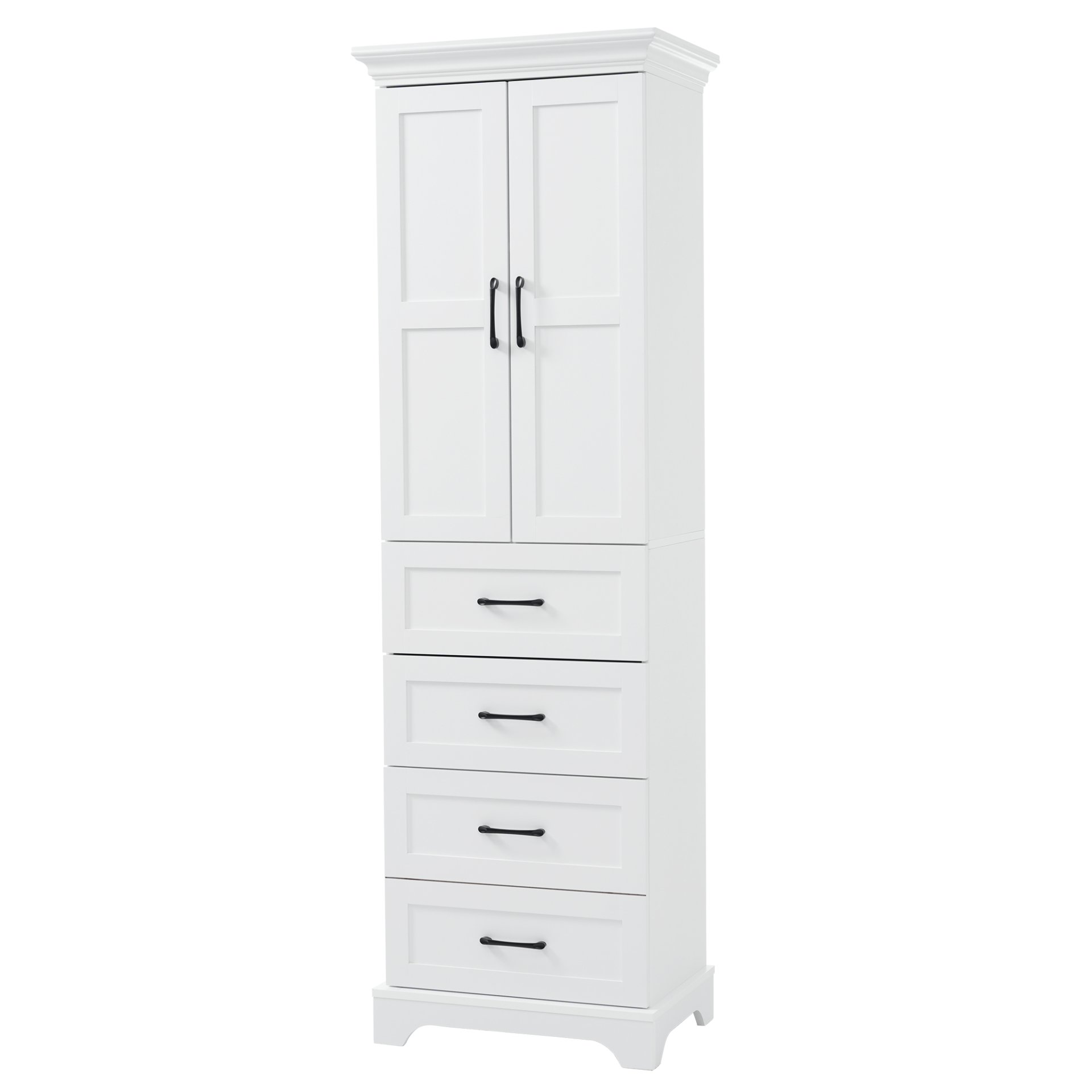 Bathroom Vanity With 2 Damping Hinge Doors, 3 Drawers, Adjustable Shelves - White - Image 11