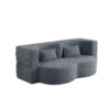Modern Floor Sofa, With 2 Pillows, Convertible Teddy Fabric Foam Filled Bed, Full Size Folding Mattress, Suitable For Living Room Guest Room, Game Room - Gray - Image 10