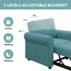 Modern 3 In 1 Convertible Sleeper Chair Bed, Linen Upholstery, Adjustable Backrest - Teal - Image 14
