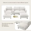 Modern Sectional Cloud Sofa With Console USB Charger Reading Light Cup Holder, Wide Seat 4 Seat Modular Couch Storable Indoor Funiture - Beige - Image 19