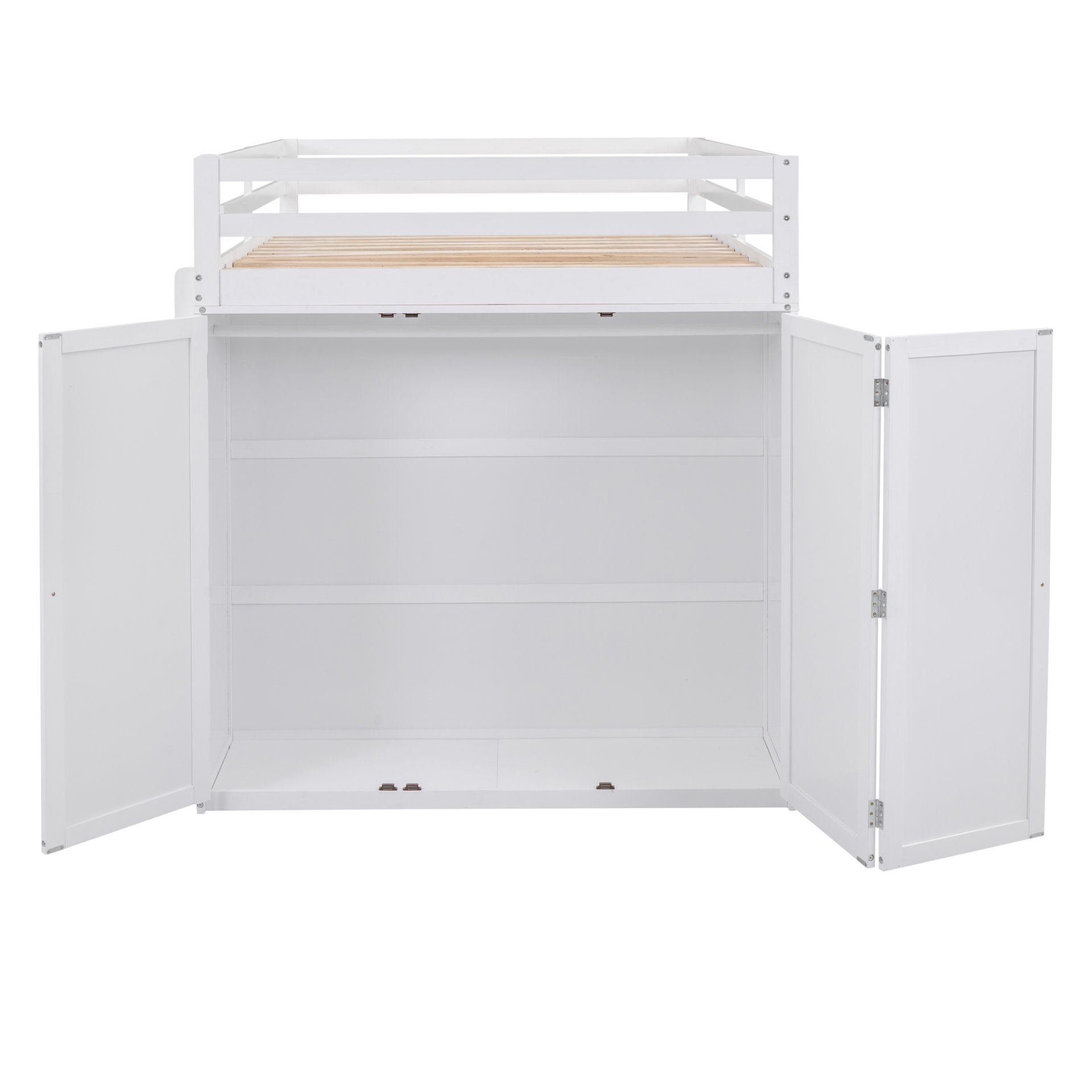 Full Size Loft Bed With Drawers, Desk, And Wardrobe - White - Image 8