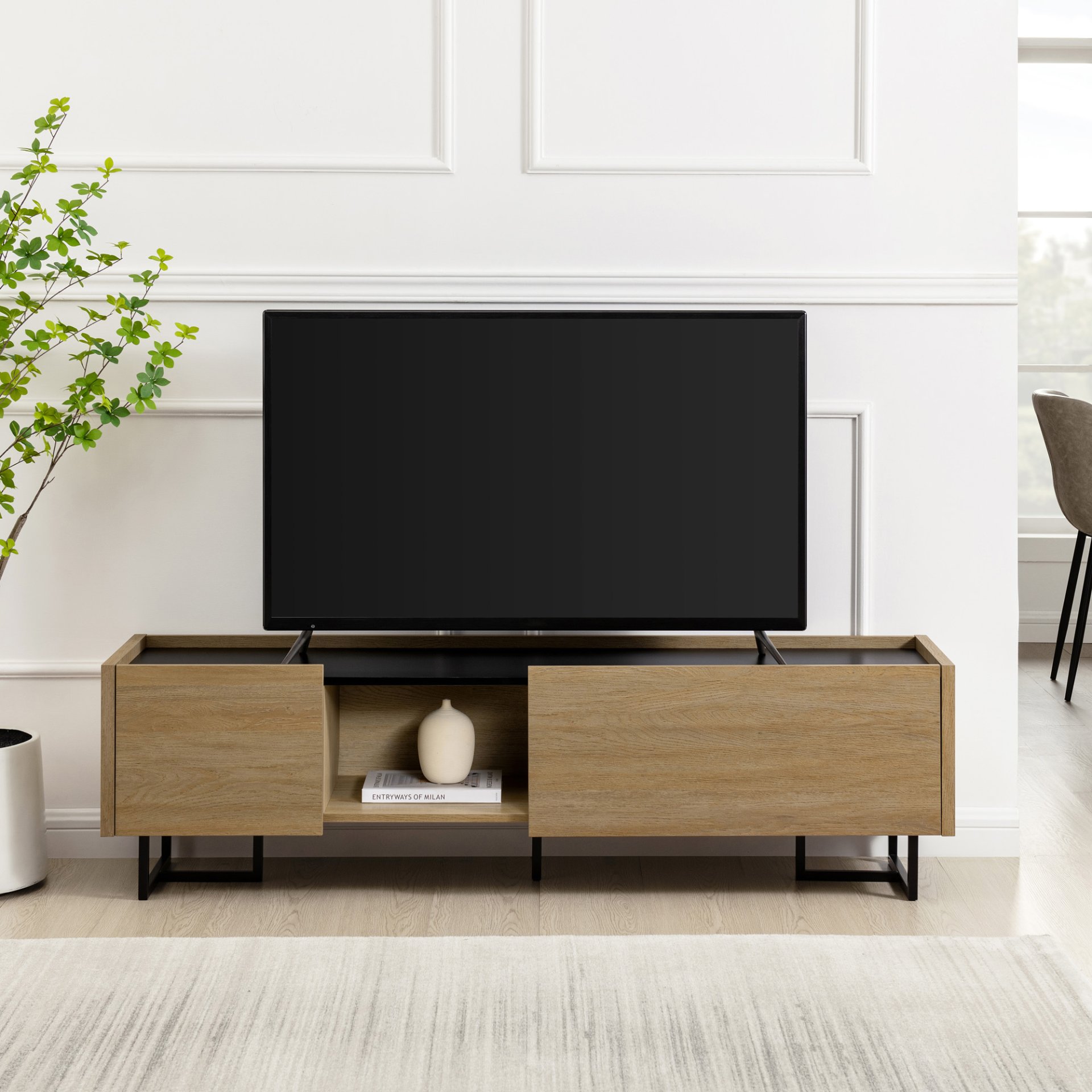 Contemporary Low Profile TV Stand For TVs Up To 65" - Coastal Oak - Image 2