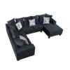 Modern U Shape Sectional Sofa, Velvet Corner Couch With Lots Of Pillows Included, Elegant And Functional Indoor Furniture - Black - Image 9