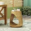 Mgo Hollow Side Table With Wood - Like Texture - Natural - Image 2